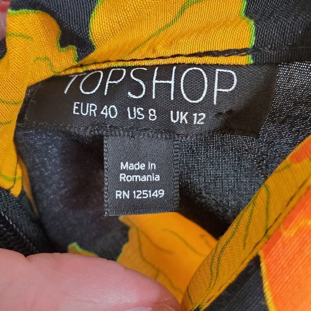 NEW TOPSHOP skirt linear orange floral wrap midi 8 - Picture 6 of 9
